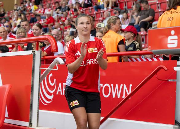 Soccer, Women, Test match, Season 2024 2025, 1 FC Union Berlin SV Werder Bremen, Katja Orschmann 1 Women 1 FC Union at the team presentation, 03 08 2024, Copyright: xMatthiasxKochx