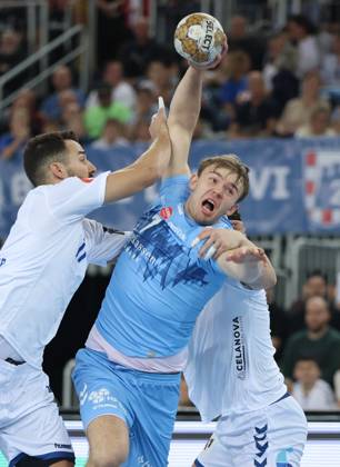 HC Zagreb v Aalborg Handbold - EHF Champions League ZAGREB, CROATIA - SEPTEMBER 18: Thomas Arnoldsen of Aalborg Handbold in action during EHF Champions League Group Phase match between HC Zagreb and Aalborg Handbold at Arena Zagreb on September 18, 2024 in Zagreb, Croatia.  SanjinxStrukic PIXSELL