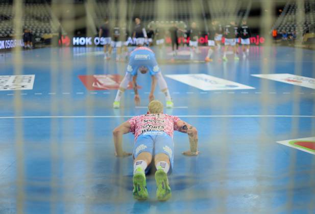 HC Zagreb v Aalborg Handbold - EHF Champions League ZAGREB, CROATIA - SEPTEMBER 18: Rene Antonsen of Aalborg Handbold warm up ahead EHF Champions League Group Phase match between HC Zagreb and Aalborg Handbold at Arena Zagreb on September 18, 2024 in Zagreb, Croatia.  SanjinxStrukic PIXSELL