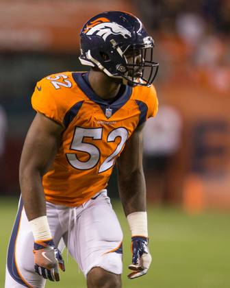 NFL, American Football Herren, USA 2018: Bears vs Broncos Aug 18 August 18, 2018: Denver Broncos linebacker Jerrol Garcia-Williams (52) during the third quarter of an NFL preseason matchup between the Chicago Bears and the Denver Broncos at Broncos Stadium at Mile High Denver CO, Scott D Stivason Cal Media Denver Colorado United States of America EDITORIAL USE ONLY Copyright: xx ZUMA-20180818_zaf_c04_760.jpg ScottxDxStivasonx csmphototwo419402