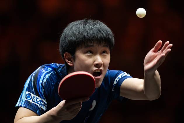 (241003) -- BEIJING, Oct. 3, 2024 -- Harimoto Tomokazu of Japan serves to Truls Moregard of Sweden during the men s singles round of 16 match at 2024 World Table tennis, Tischtennis (WTT) China Smash in Beijing, China, Oct. 3, 2024. ) (SP)CHINA-BEIJING-TABLE TENNIS-WTT-CHINA SMASH-MEN S SINGLES (CN) XiaoxYijiu