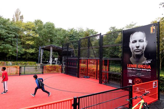 Illustration picture taken during the opening of a Belgian Red Court soccer field for youths in Borgerhout, Antwerp on Wednesday 09 October 2024. The Royal Belgian Football Association sponsors the opening of soccer courts in the whole country. WARDxVANDAEL x102224661x