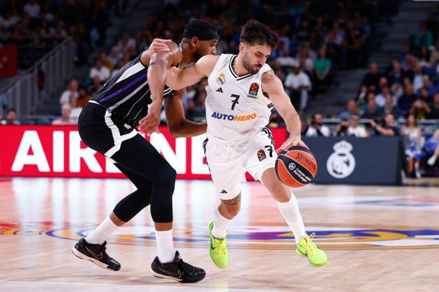 October 10, 2024, Madrid, Madrid, SPAIN: Facundo Campazzo of Real Madrid in action during the Turkish Airlines EuroLeague, basketball match played between Real Madrid and Partizan Mozzart Bet Belgrade at WiZink Center on October 10, 2024 in Madrid, Spain. Madrid SPAIN - ZUMAa181 20241010_zaa_a181_194 Copyright: xDennisxAgyemanx