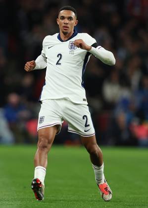 London, England, 10th October 2024. Trent Alexander-Arnold of England during the UEFA Nations League match at Wembley Stadium, London. Picture credit should read: Paul Terry Sportimage EDITORIAL USE ONLY. No use with unauthorised audio, video, data, fixture lists, club league logos or live services. Online in-match use limited to 120 images, no video emulation. No use in betting, games or single club league player publications. SPI-3369-0158