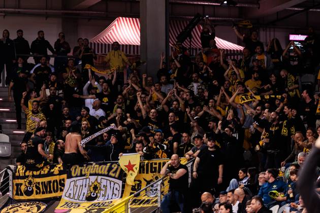 Basketball Champions League, Telekom Baskets Bonn vs AEK Betsson BC, 15 10 2024 The fans of AEK Betsson BC Basketball Champions League, Telekom Baskets Bonn vs AEK Betsson BC, Bonn, Telekom Dome on 15 10 2024 Copyright: xBEAUTIFULxSPORTS Wunderlx