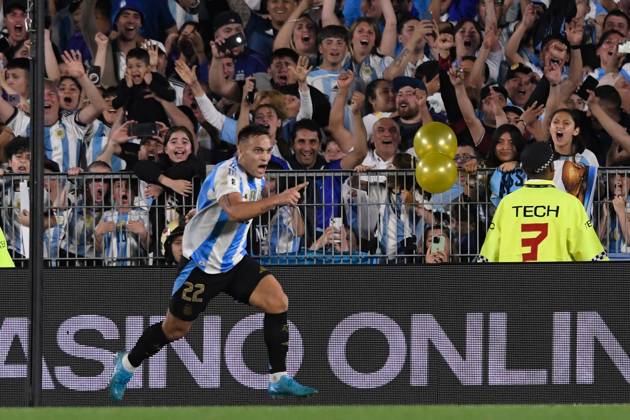 BUENOS AIRES, ARGENTINA - OCTOBER 15: Lautaro Martinez of Argentina celebrate after scoring goal during the FIFA World Cup, WM, Weltmeisterschaft, Fussball 2026 South American Qualifier match between Argentina and Bolivia at Estadio Mas Monumental Antonio Vespucio Liberti on October 15, 2024 in Buenos Aires, Argentina. Photo by D.Halisz SFSI Argentina v Bolivia - FIFA World Cup 2026 Qualifier Copyright: xDiegoxHalisz SFSIx