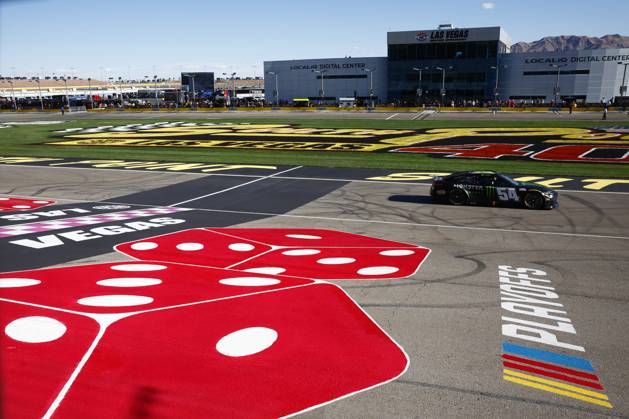 LAS VEGAS, NV - OCTOBER 19: Ty Gibbs ( 54 Joe Gibbs Racing Monster Energy Toyota) during qualifying for the South Point 400 NASCAR, Motorsport, USA Cup Series playoff race on October 19, 2024, at Las Vegas Motor Speedway in Las Vegas, NV. (Photo by Jeff Speer LVMS Icon Sportswire) AUTO: OCT 19 NASCAR Cup Series South Point 400 EDITORIAL USE ONLY Icon241019126