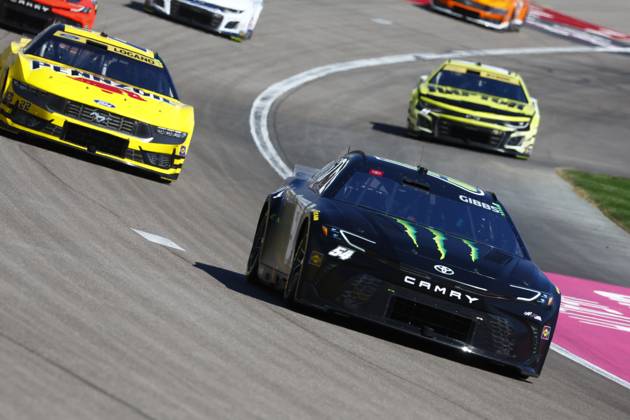 LAS VEGAS, NV - OCTOBER 20: Ty Gibbs ( 54 Joe Gibbs Racing Monster Energy Toyota) during the South Point 400 NASCAR, Motorsport, USA Cup Series playoff race on October, 20, 2024, at Las Vegas Motor Speedway in Las Vegas, NV. (Photo by Jeff Speer LVMS Icon Sportswire) AUTO: OCT 20 NASCAR Cup Series South Point 400 EDITORIAL USE ONLY Icon241020353