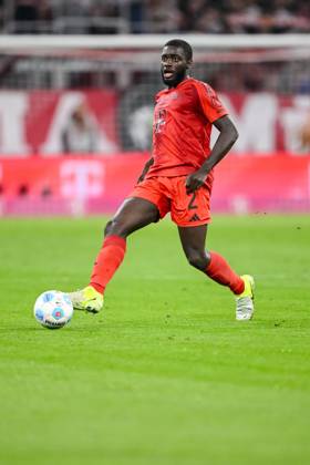 Dayot Upamecano FC Bayern Muenchen in action, on the ball, single action during the Bundesliga 1 match between FC Bayern München and VfB Stuttgart, Allianz Arena on October 19, 2024 in Munich, Germany Photo by Harry Langer DeFodi Images Dayot Upamecano FC Bayern Muenchen controls the Ball during the Bundesliga match between FC Bayern München and VfB Stuttgart at Allianz Arena on October 19, 2024 in Munich, Germany Photo by Harry Langer DeFodi Images DFL regulations prohibit any use of photographs as image sequences and or quasi video not used in POL SRB CRO FRA GBR NED ITA USA Defodi 541 FCBVFB20241019 245 Defodi-541 not used in POL SRB CRO FRA GBR NED ITA USA DFL regulations prohibit any use of photographs as image sequences and or quasi-video.