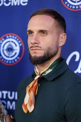 October 23, 2024, Los Angeles, California, USA: Maxime Chanot on the red carpet of the Los Angeles Clippers Season Opener held prior to their NBA, Basketball Herren, USA Season game against the Phoenix Suns on Wednesday October 23, 2024 at Intuit Dome Arena in Inglewood, California. JAVIER ROJAS PI Los Angeles USA - ZUMAp124 20241023_zaa_p124_067 Copyright: xJavierxRojasx