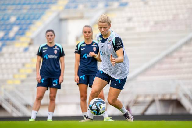 241024 Justine Kielland of the Norwegian women s national football team during a training session on October 24, 2024 in Shkodar Photo Vegard Grott BILDBYRAN kod VG VG0679 bbeng fotboll football soccer fotball norge norway women dam uefa euro qualifier em kvalifisering kvinner em kvalik em kval träning practice training trening  Copyright: VEGARDxGRoTT BB241024VG065