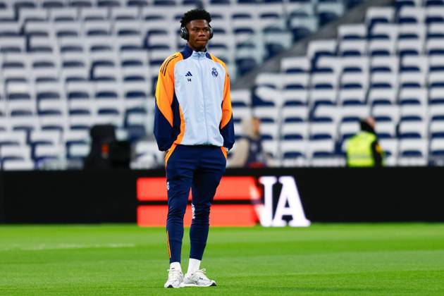 October 26, 2024, Madrid, Madrid, SPAIN: Aurelien Tchouameni of Real Madrid looks on during the Spanish League, LaLiga EA Sports, football match played between Real Madrid and FC Barcelona, Barca at Santiago Bernabeu stadium on October 26, 2024, in Madrid, Spain. Madrid SPAIN - ZUMAa181 20241026_zaa_a181_122 Copyright: xDennisxAgyemanx