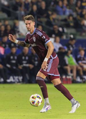 October 26, 2024, Los Angeles, California, USA: Andreas Maxso 5 of the Colorado Rapids with the ball during the Audi 2024 MLS, Fussball Herren, USA Cup Playoffs Round One Game 1 of 3 against the Colorado Rapids on Saturday October 26, 2024 at Dignity Health Sports Park Stadium in Carson, California. The Galaxy defeats Rapids, 5-0. JAVIER ROJAS PI Los Angeles USA - ZUMAp124 20241026_zaa_p124_067 Copyright: xJavierxRojasx