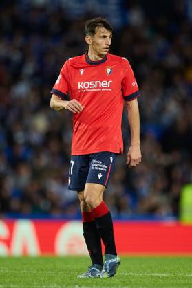 October 27, 2024, San Sebastian, Guipuzcoa, SPAIN: Ante Budimir of CA Osasuna looks on during the LaLiga EA Sports match between Real Sociedad and CA Osasuna at Reale Arena on October 27, 2024, in San Sebastian, Spain. San Sebastian SPAIN - ZUMAa181 20241027_zaa_a181_289 Copyright: xRicardoxLarreinax