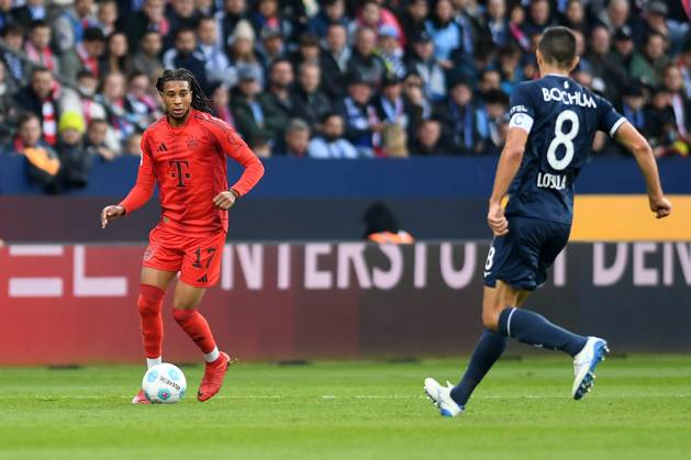 Michael Olise FC Bayern Muenchen in action, on the ball, single action during the Bundesliga 1 match between VfL Bochum 1848 and FC Bayern München, Vonovia Ruhrstadion on October 27, 2024 in Bochum, Germany Photo by Ralf Treese DeFodi Images Michael Olise FC Bayern Muenchen controls the ball during the Bundesliga match between VfL Bochum 1848 and FC Bayern München at Vonovia Ruhrstadion on October 27, 2024 in Bochum, Germany Photo by Ralf Treese DeFodi Images DFL regulations prohibit any use of photographs as image sequences and or quasi video not used in POL SRB CRO FRA GBR NED ITA USA Defodi 521 BOCFCB20241027 123 Defodi-521 not used in POL SRB CRO FRA GBR NED ITA USA DFL regulations prohibit any use of photographs as image sequences and or quasi-video.