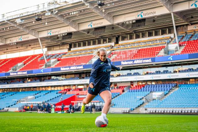 241028 Cathinka Tandberg of the Norwegian women s national football team during a training session on October 28, 2024 in Oslo Photo Vegard Grott BILDBYRAN kod VG VG0682 bbeng fotboll football soccer fotball norge norway women dam uefa euro qualifier em kvalifisering kvinner em kvalik em kval träning practice training trening Copyright: VEGARDxGRoTT BB241028VG080