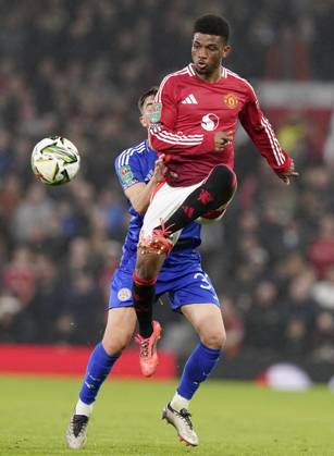 Manchester, England, 30th October 2024. Amad Diallo of Manchester United, ManU during the Carabao Cup match at Old Trafford, Manchester. Picture credit should read: Andrew Yates Sportimage EDITORIAL USE ONLY. No use with unauthorised audio, video, data, fixture lists, club league logos or live services. Online in-match use limited to 120 images, no video emulation. No use in betting, games or single club league player publications. SPI-3418-0083