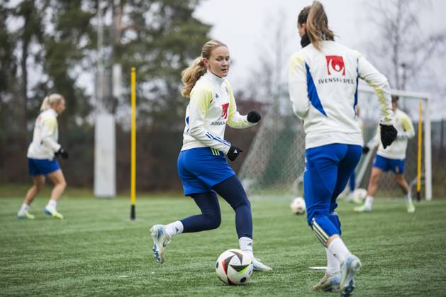 241201 Matilda Vinberg of the Swedish women s national football team during a training session on December 1, 2024 in Stockholm Photo Jonathan Näckstrand BILDBYRAN COP 94 JN0186 fotboll football soccer fotball em kval kval uefa womens euro qualifier qualifier träning practice training sverige sweden dam bbeng Copyright: JONATHANxNÄCKSTRAND BB241201JN062