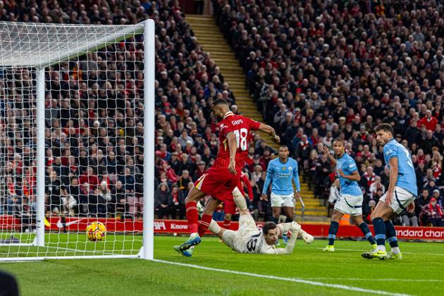 Football - FA Premier League - Liverpool FC v Manchester City FC LIVERPOOL, ENGLAND - Sunday, December 1, 2024: Liverpool s Cody Gakpo scores the first goal during the FA Premier League match between Liverpool FC and Manchester City FC at Anfield. (Photo by David Rawcliffe Propaganda) LIVERPOOL Anfield MERSEYSIDE ENGLAND Copyright: xDavidxRawcliffex P2024-12-01-Liverpool_Man_City-7