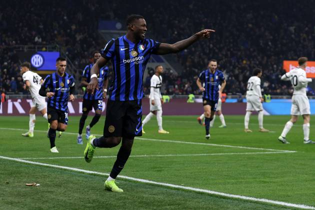 Serie A Fc Internazionale - Parma Calcio Marcus Thuram of Fc Internazionale celebrates after scoring a goal during the Serie A match beetween Fc Internazionale and Parma Calcio at Stadio Giuseppe Meazza on December 6, 2024 in Milan Italy . Milano Stadio Giuseppe Meazza Italy Copyright: xMarcoxCanonierox