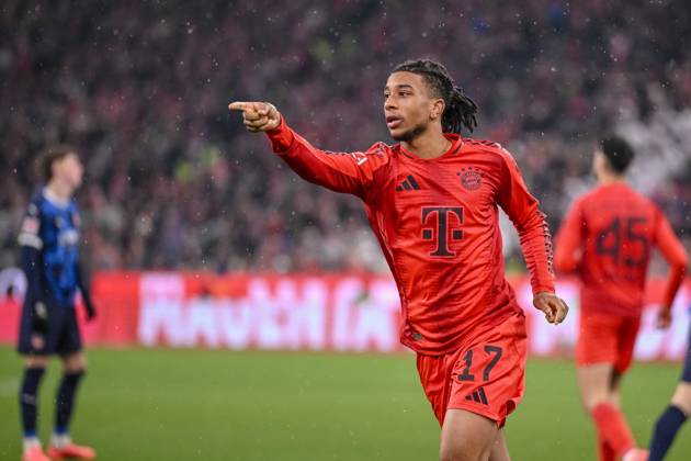 Michael Olise FC Bayern Muenchen gestures during the Bundesliga match between FC Bayern München and 1 FC Heidenheim 1846 at Allianz Arena on December 07, 2024 in Munich, Germany, Germany Photo by Harry Langer DeFodi Images Michael Olise FC Bayern Muenchen gestures during the Bundesliga match between FC Bayern München and 1 FC Heidenheim 1846 at Allianz Arena on December 7, 2024 in Munich, Germany Photo by Harry Langer DeFodi Images DFL regulations prohibit any use of photographs as image sequences and or quasi video Defodi 541 FCBFCH20241207 035 Defodi-541 DFL regulations prohibit any use of photographs as image sequences and or quasi-video.