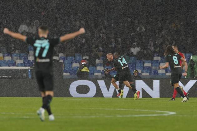 Gustav Isaksen of S.S. Lazio celebrates after scoring during the Serie A match between SSC Napoli and SS Lazio at Stadio Diego Armando Maradona Naples Italy on 08 December 2024. Naples Stadio Diego Armando Maradona Naples Italy Copyright: xFrancoxRomanox SP24-1061-154