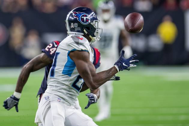 NFL, American Football Herren, USA 2018: Titans vs Texans NOV 26 November 26, 2018: Tennessee Titans wide receiver Corey Davis (84) makes a touchdown catch during the 3rd quarter of an NFL football game between the Tennessee Titans and the Houston Texans at NRG Stadium in Houston, TX. The Texans won the game 34 to 17...Trask Smith CSM Houston TX U.S. EDITORIAL USE ONLY Copyright: xx ZUMA-20181126_zaf_c04_307.jpg TraskxSmithx csmphototwo467677