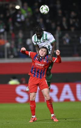 Header duel duel action Mikkel Kaufmann 1 FC Heidenheim 1846 FCH 29 vs Stephan Ambrosius FC St Gallen 05 1 FC Heidenheim 1846 FCH vs FC St Gallen 1879 19 12 2024 UEFA Conference League DFL REGULATIONS PROHIBIT ANY USE OF PHOTOGRAPHS AS IMAGE SEQUENCES AND OR QUASI VIDEO 1 FC Heidenheim 1846 FCH vs FC St Gallen 1879