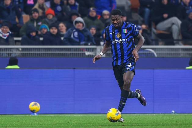 Marcus Thuram of FC Internazionale seen in action during Serie A 2024 25 football match between FC Internazionale and Bologna FC at San Siro Stadium Milan Italy on 15 January 2025. Milan Stadio Giuseppe Meazza Milan Italy Copyright: xEPhotopressx SP24-1096-092