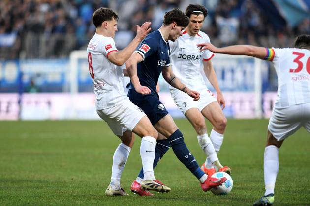 Maximilian Eggestein SC Freiburg and Moritz Broschinski VfL Bochum in a duel during the Bundesliga 1 match between VfL Bochum 1848 and SC Freiburg, Vonovia Ruhrstadion on February 01, 2025 in Bochum, Germany Photo by Ralf Treese DeFodi Images Maximilian Eggestein SC Freiburg and Moritz Broschinski VfL Bochum battle for the ball during the Bundesliga match between VfL Bochum 1848 and SC Freiburg at Vonovia Ruhrstadion on February 1, 2025 in Bochum, Germany Photo by Ralf Treese DeFodi Images DFL regulations prohibit any use of photographs as image sequences and or quasi video Photo by Ralf Treese DeFodi Images Defodi 521 BOCSCF20250201 081 Defodi-521 DFL regulations prohibit any use of photographs as image sequences and or quasi-video.