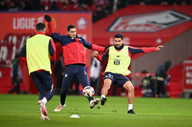 LOSC Lille v Le Havre Athletic Club - Ligue 1 McDonald s 2024 2025 21 Benjamin ANDRE (losc) - 02 Aissa MANDI (losc) during the Ligue 1 McDonald s match between Lille and Le Havre at Stade Pierre Mauroy on February 8, 2025 in Lille, France. Lille France Copyright: xFEPx 776279687