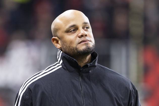 Vincent Kompany FC Bayern München, Head Coach Leverkusen, Soccer 1 Bundesliga 22 Matchday, Matchday 22, Bayer 04 Leverkusen FC Bayern München, 15 02 2024, BayArena, Leverkusen DFL regulations prohibit any use of photographs as image sequences and or quasi video Â