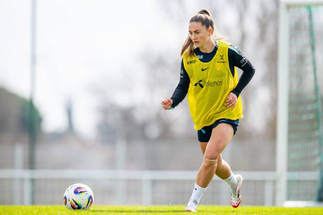 250218 Vilde Boe Risa of the Norwegian women s national football team during a training session on February 18, 2025 in Toulouse Photo Vegard Grott BILDBYRAN kod VG VG0714 bbeng fotboll football soccer fotball norge norway women dam nations league träning practice trening  Copyright: VEGARDxGRoTT BB250218VG002