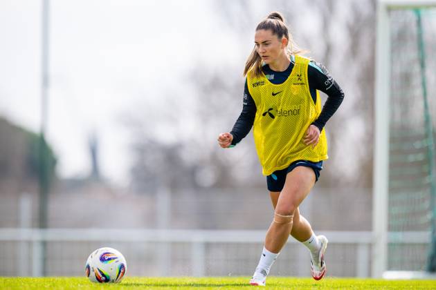 250218 Vilde Boe Risa of the Norwegian women s national football team during a training session on February 18, 2025 in Toulouse Photo Vegard Grott BILDBYRAN kod VG VG0714 bbeng fotboll football soccer fotball norge norway women dam nations league träning practice trening  Copyright: VEGARDxGRoTT BB250218VG004