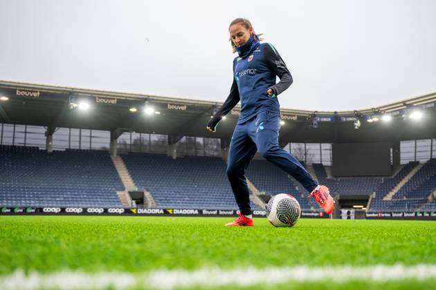250224 Marit Bratberg Lund of the Norwegian women s national football team during a training session on February 24, 2025 in Stavanger Photo Vegard Grott BILDBYRAN kod VG VG0717 bbeng fotboll football soccer fotball norge norway women dam nations league träning practice training trening  Copyright: VEGARDxGRoTT BB250224VG004
