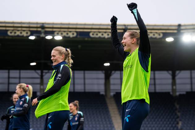 250224 Elisabeth Terland of the Norwegian women s national football team during a training session on February 24, 2025 in Stavanger Photo Vegard Grott BILDBYRAN kod VG VG0717 bbeng fotboll football soccer fotball norge norway women dam nations league träning practice training trening Copyright: VEGARDxGRoTT BB250224VG018