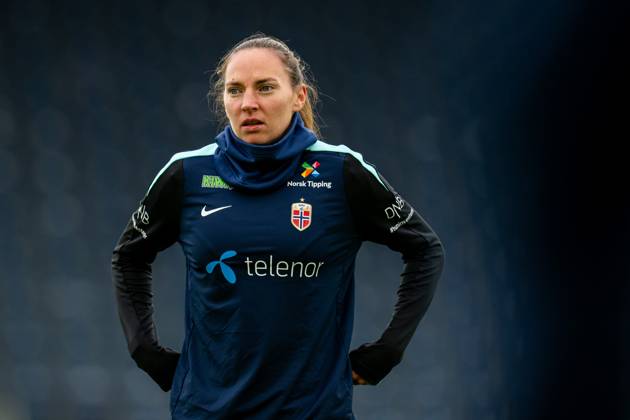 250224 Marit Bratberg Lund of the Norwegian women s national football team during a training session on February 24, 2025 in Stavanger Photo Vegard Grott BILDBYRAN kod VG VG0717 bbeng fotboll football soccer fotball norge norway women dam nations league träning practice training trening  Copyright: VEGARDxGRoTT BB250224VG038