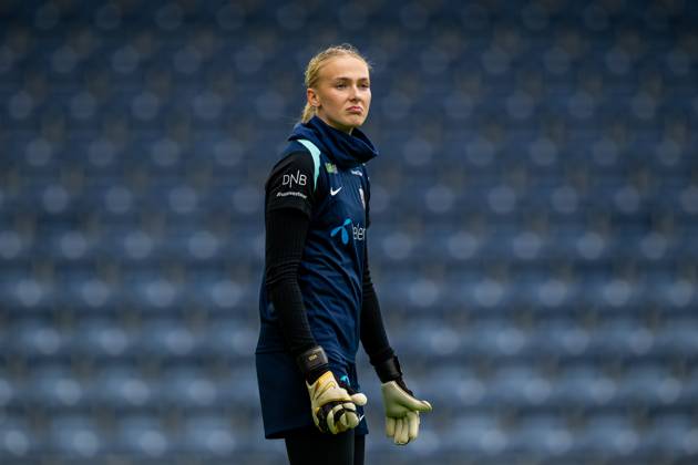 250224 Goalkeeper Selma Panengstuen of the Norwegian women s national football team during a training session on February 24, 2025 in Stavanger Photo Vegard Grott BILDBYRAN kod VG VG0717 bbeng fotboll football soccer fotball norge norway women dam nations league träning practice training trening  Copyright: VEGARDxGRoTT BB250224VG060