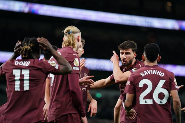 Erling Haland of Manchester City scores during the Premier League match between Tottenham Hotspur and Manchester City at Tottenham Hotspur Stadium, White Hart Lane, England on 26 February 2025. Copyright: xCharliexCarterx PMI-6737-0086