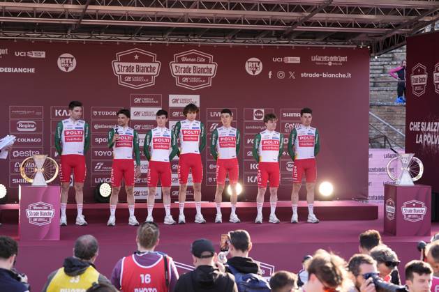 TEAM POLTI VISITMALTA during the team presentation of the Strade Bianche e Strade Bianche Women cycling race in Siena, Friday, Italy - Friday, March 7 2025. - cycling. Copyright: xFabioxFerrari LaPressex