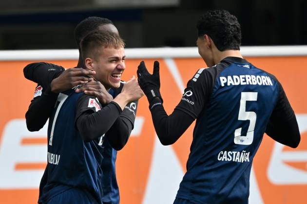 Paderborn, Home Deluxe Arena, 15 03 25, GER, Herren, 2 Bundesliga, Saison 2024 2025, SC Paderborn 07 1 FC Kaiserslautern Bild Filip BILBIJA Paderborn jubilates after his goal for 3 0 Only for editorial use DFL regulations prohibit any use of photographs as image sequences and or quasi video NRW Germany