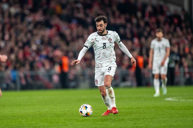 Denmark v Portugal, UEFA Nations League, Copenhagen, Denmark Copenhagen, Denmark. 20th, March 2025. Bruno Fernandes (8) of Portugal seen during the UEFA Nations League play-off match between Denmark and Portugal at Parken in Copenhagen. Denmark, Copenhagen Copyright: xGonzalesxPhoto FrederikkexJensenx