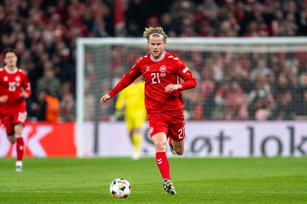 Denmark v Portugal, UEFA Nations League, Copenhagen, Denmark Copenhagen, Denmark. 20th, March 2025. Morten Hjulmand (21) of Denmark seen during the UEFA Nations League play-off match between Denmark and Portugal at Parken in Copenhagen. Denmark, Copenhagen Copyright: xGonzalesxPhoto FrederikkexJensenx
