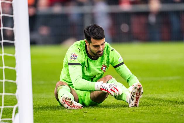 Denmark v Portugal, UEFA Nations League, Copenhagen, Denmark Copenhagen, Denmark. 20th, March 2025. Goalkeeper Diogo Costa (1) of Portugal seen during the UEFA Nations League play-off match between Denmark and Portugal at Parken in Copenhagen. Denmark, Copenhagen Copyright: xGonzalesxPhoto FrederikkexJensenx