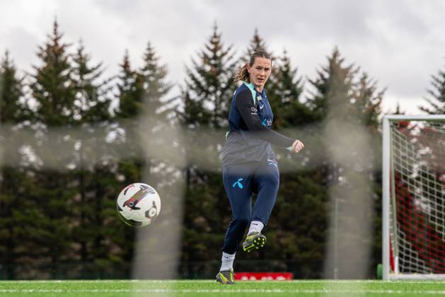 250403 Elisabeth Terland of the Norwegian women s national football team during a training session on April 3, 2025 in Reykjavik Photo Vegard Grott BILDBYRAN kod VG VG0740 bbeng fotboll football soccer fotball norge norway women dam nations league träning practice training trening Copyright: VEGARDxGRoTT BB250403VG021