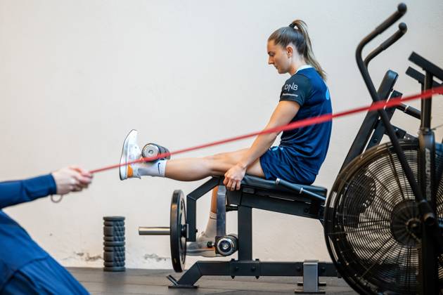 250403 Vilde Boe Risa of the Norwegian women s national football team during an indoor gym session on April 3, 2025 in Reykjavik Photo Vegard Grott BILDBYRAN code VG VG0742 bbeng fotboll football soccer fotball norge norway women dam nations league träning practice training trening gym  Copyright: VEGARDxGRoTT BB250403VG031