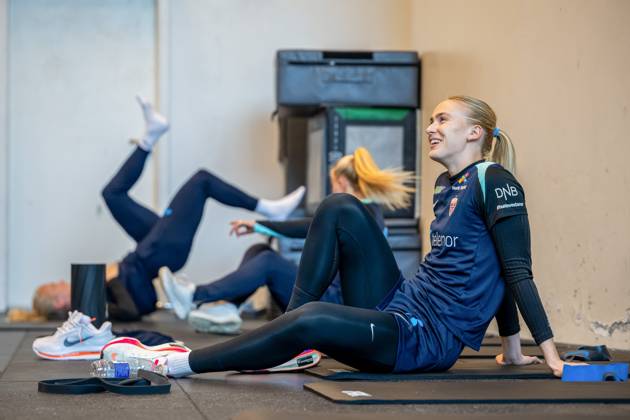 250403 Goalkeeper Selma Panengstuen of the Norwegian women s national football team during an indoor gym session on April 3, 2025 in Reykjavik Photo Vegard Grott BILDBYRAN kod VG VG0742 bbeng fotboll football soccer fotball norge norway women dam nations league träning practice training trening gym  Copyright: VEGARDxGRoTT BB250403VG036