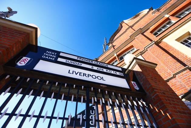 Fulham v Liverpool, English Premier League, Craven Cottage, Football, London, UK - 06 Apr 2025 The players entrance at Craven Cottage displays the visiting opponents ahead of the Premier League game between Fulham and Liverpool London Craven Cottage London GBR, UK NEWSPAPERS OUT Copyright: xMarkxGreenwoodx