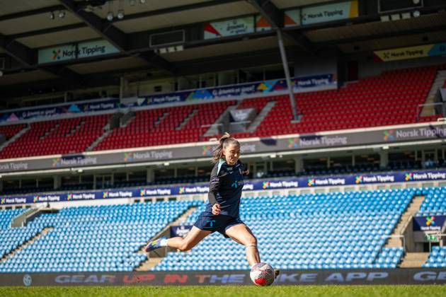 250407 Vilde Boe Risa of the Norwegian women s national football team during a training session on April 7, 2025 in Oslo Photo Vegard Grott BILDBYRAN kod VG VG0746 bbeng fotboll football soccer fotball norge norway women dam nations league träning practice training trening  Copyright: VEGARDxGRoTT BB250407VG008