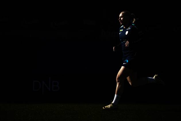 250407 Thea Bjelde of the Norwegian women s national football team during a training session on April 7, 2025 in Oslo Photo Vegard Grott BILDBYRAN kod VG VG0746 bbeng fotboll football soccer fotball norge norway women dam nations league träning practice training trening  Copyright: VEGARDxGRoTT BB250407VG068